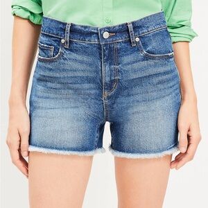 NWT | LOFT Frayed High Rise Jean Short | Dark Wash